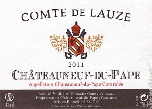 Domaine Comte De Lauze Chateauneuf Du Pape Rhone France Bud Distributing